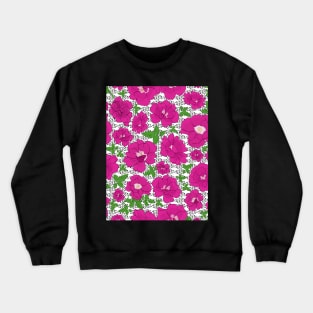 Retro Ramblin' Rose Pink and Green with Dots on White Crewneck Sweatshirt